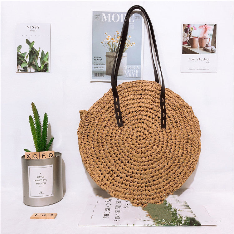 Handmade crochet straw knit woven summer bag for women from the summer collection