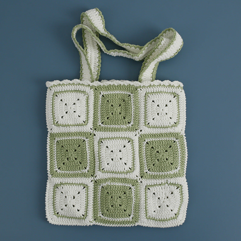 Handmade crochet straw knit woven summer bag for women from the summer collection