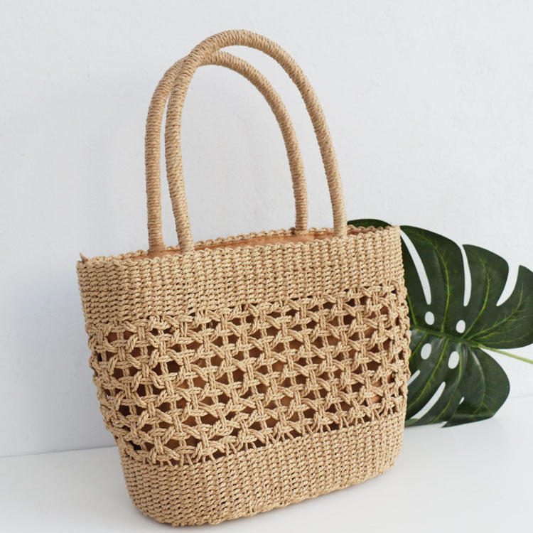 Handmade crochet straw knit woven summer bag for women from the summer collection