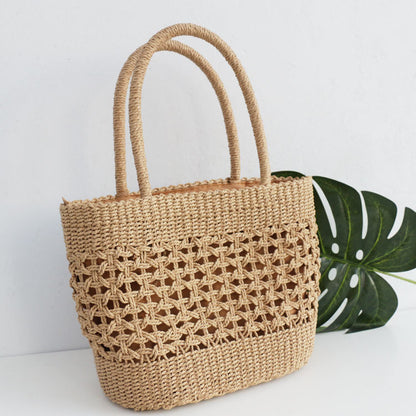 Handmade crochet straw knit woven summer bag for women from the summer collection