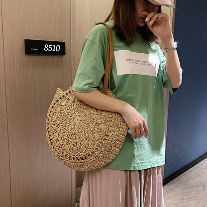 Handmade crochet straw knit woven summer bag for women from the summer collection