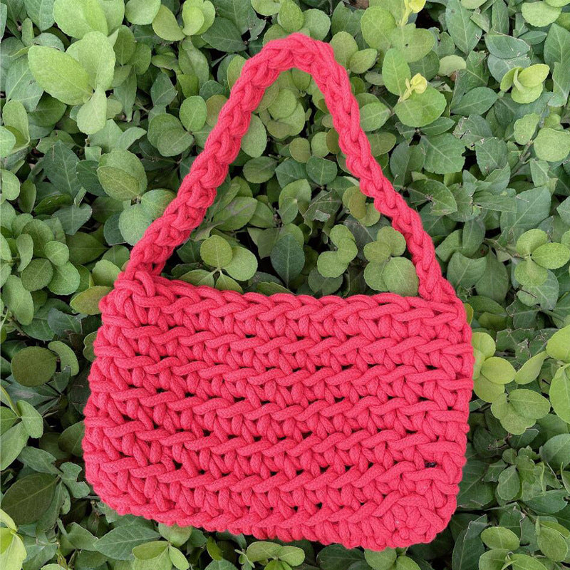 Handmade crochet straw knit woven summer bag for women from the summer collection