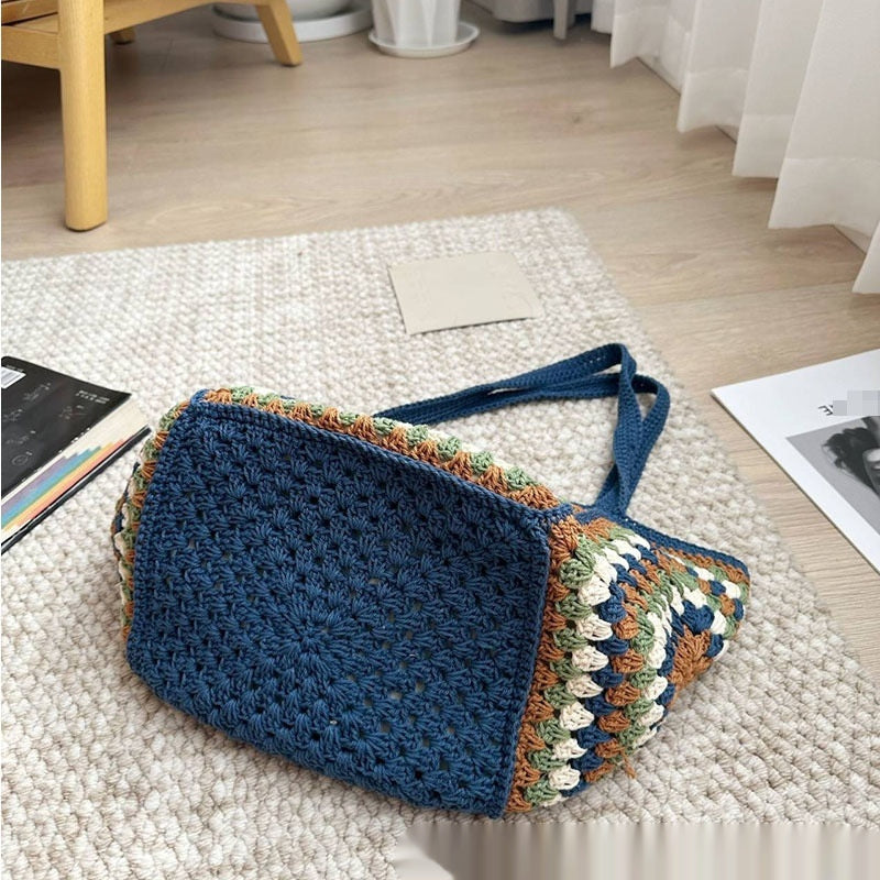 Handmade crochet straw knit woven summer bag for women from the summer collection