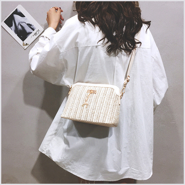 Handmade crochet straw knit woven summer bag for women from the summer collection