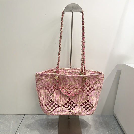 Handmade crochet straw knit woven summer bag for women from the summer collection
