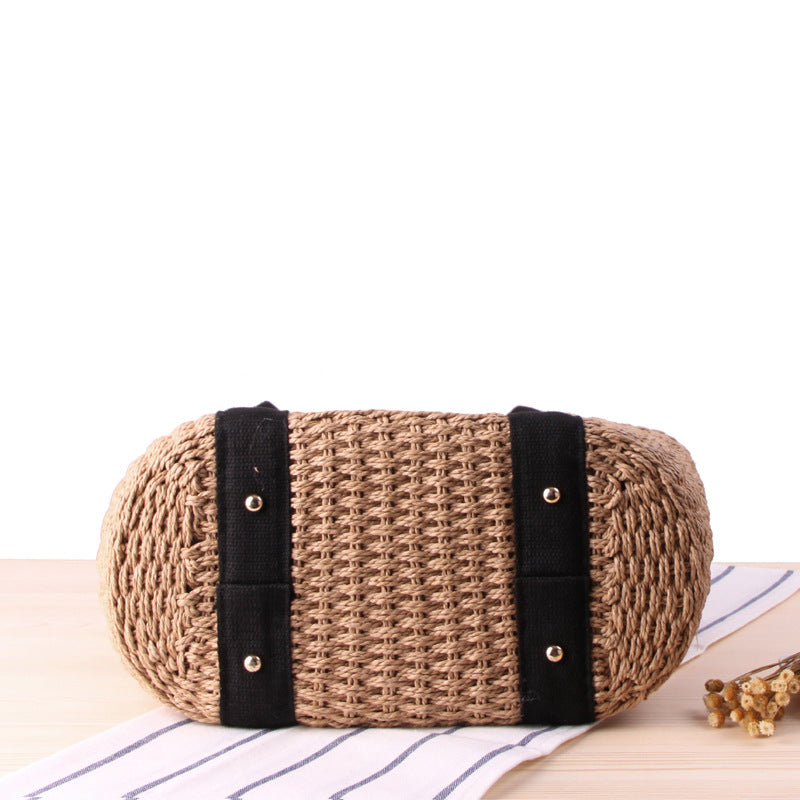 Handmade crochet straw knit woven summer bag for women from the summer collection