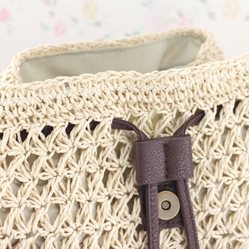 Handmade crochet straw knit woven summer bag for women from the summer collection