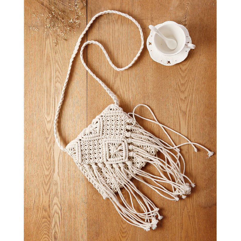 Handmade crochet straw knit woven summer bag for women from the summer collection