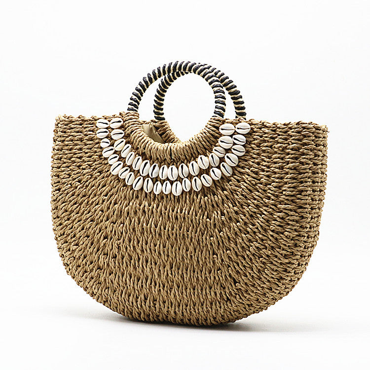 Handmade crochet straw knit woven summer bag for women from the summer collection