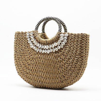 Handmade crochet straw knit woven summer bag for women from the summer collection