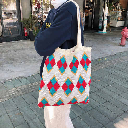 Handmade crochet straw knit woven summer bag for women from the summer collection