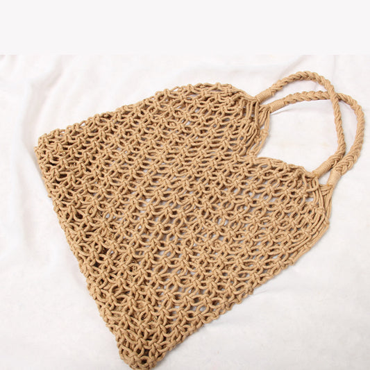 Handmade crochet straw knit woven summer bag for women from the summer collection