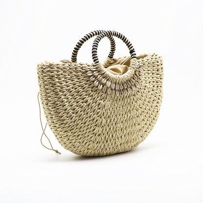 Handmade crochet straw knit woven summer bag for women from the summer collection