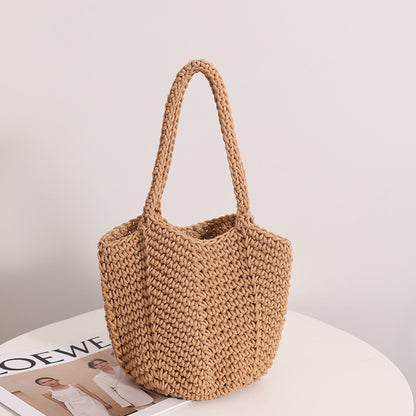 Handmade crochet straw knit woven summer bag for women from the summer collection