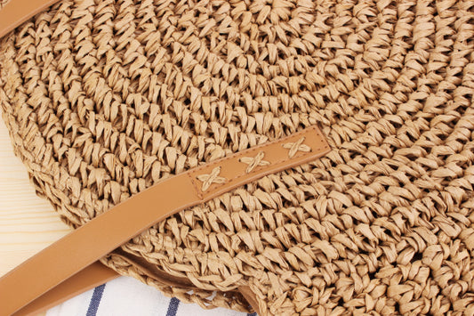 Handmade crochet straw knit woven summer bag for women from the summer collection