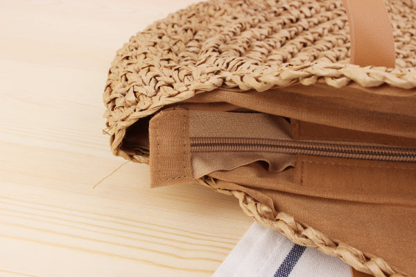 Handmade crochet straw knit woven summer bag for women from the summer collection