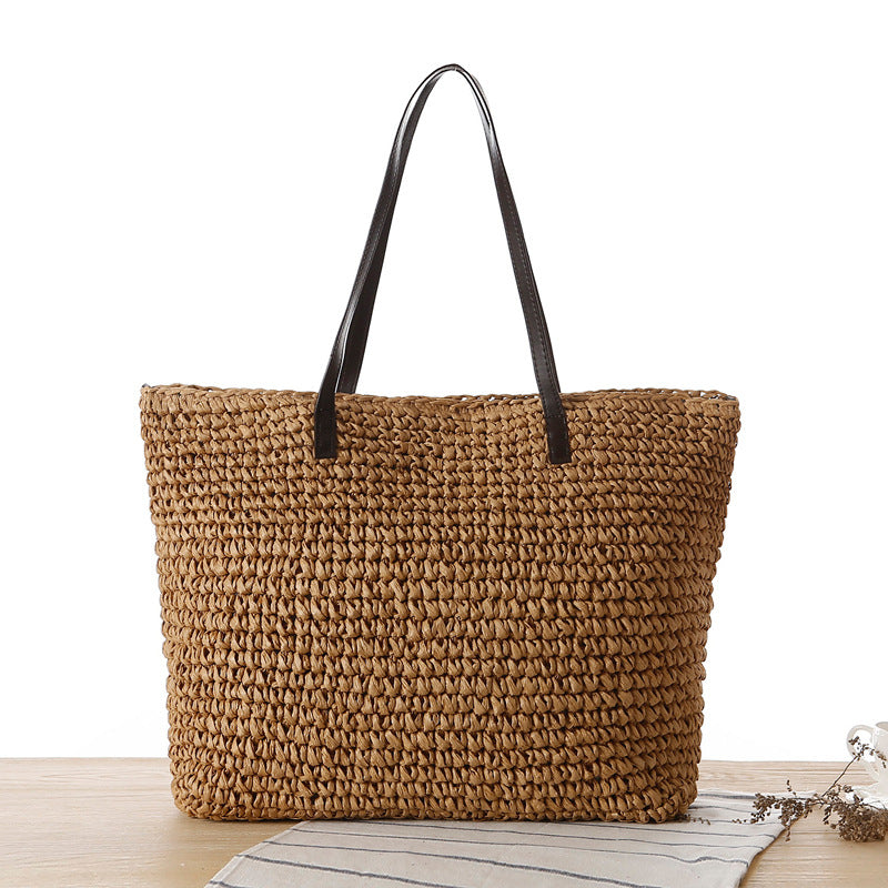 Handmade crochet straw knit woven summer bag for women from the summer collection