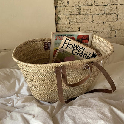 Handmade crochet straw knit woven summer bag for women from the summer collection