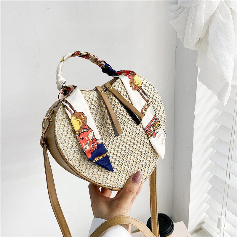 Handmade crochet straw knit woven summer bag for women from the summer collection