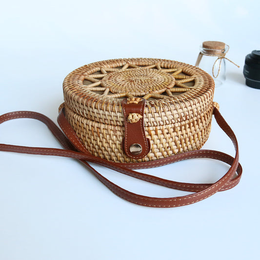 Handmade crochet straw knit woven summer bag for women from the summer collection