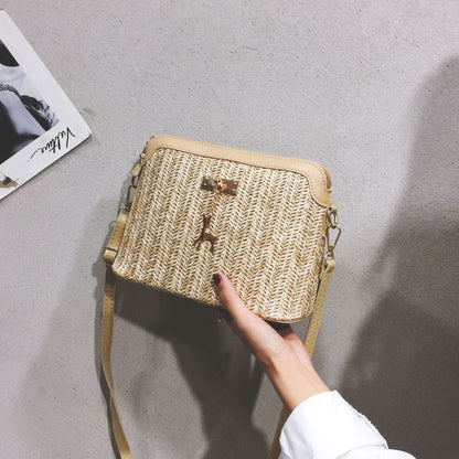 Handmade crochet straw knit woven summer bag for women from the summer collection