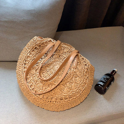 Handmade crochet straw knit woven summer bag for women from the summer collection