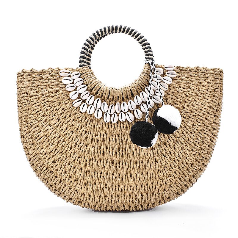 Handmade crochet straw knit woven summer bag for women from the summer collection