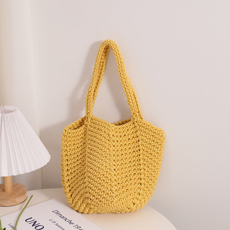 Handmade crochet straw knit woven summer bag for women from the summer collection