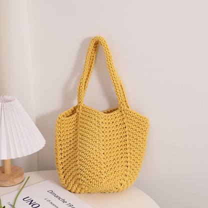 Handmade crochet straw knit woven summer bag for women from the summer collection
