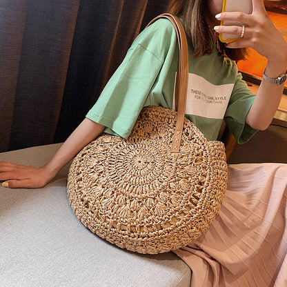 Handmade crochet straw knit woven summer bag for women from the summer collection