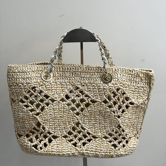 Handmade crochet straw knit woven summer bag for women from the summer collection