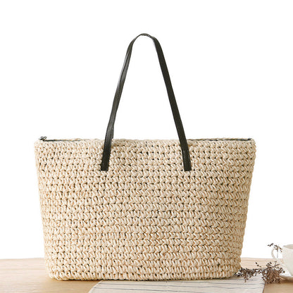 Handmade crochet straw knit woven summer bag for women from the summer collection