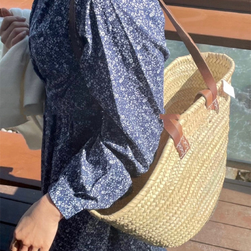 Handmade crochet straw knit woven summer bag for women from the summer collection
