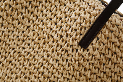 Handmade crochet straw knit woven summer bag for women from the summer collection