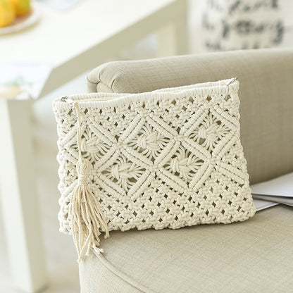 Handmade crochet straw knit woven summer bag for women from the summer collection