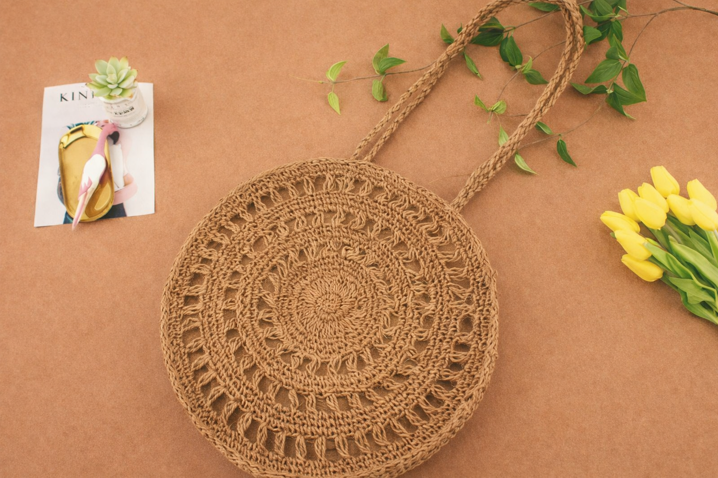 Yarns ’n Stitch Round Handwoven Beach Shoulder Bag