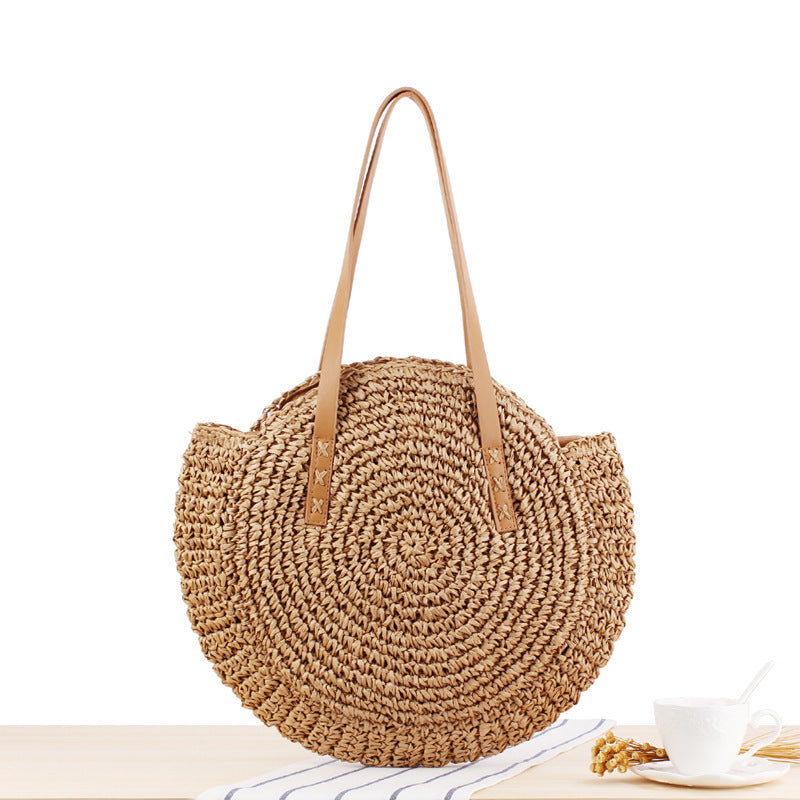 Handmade crochet straw knit woven summer bag for women from the summer collection