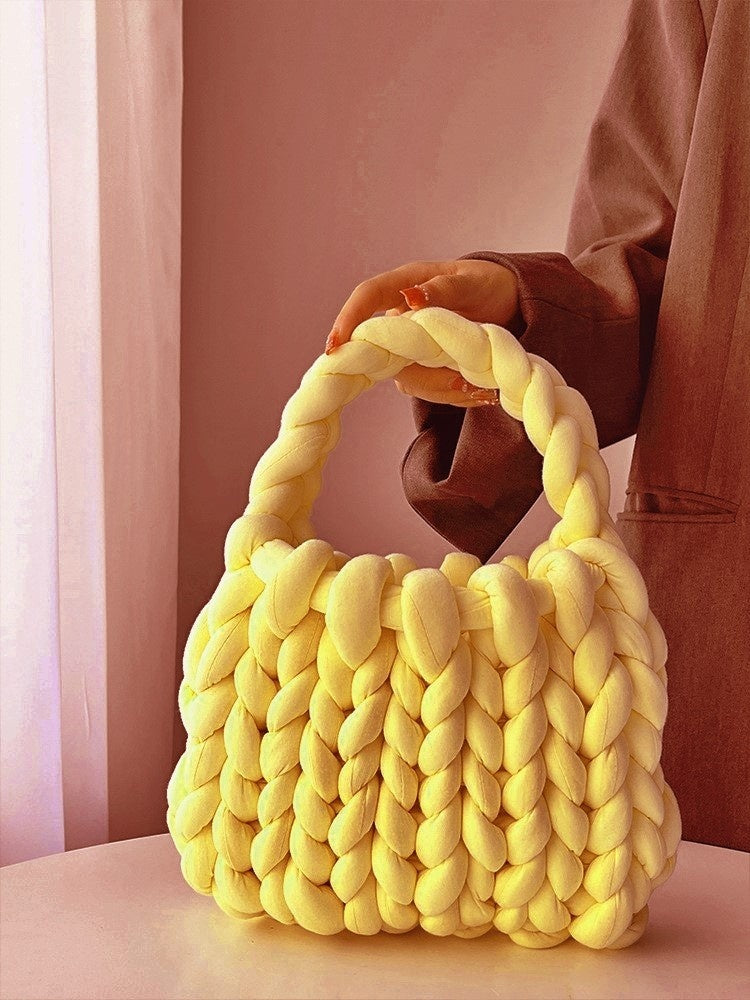 Handmade crochet straw knit woven summer bag for women from the summer collection