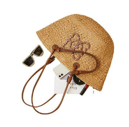 Handmade crochet straw knit woven summer bag for women from the summer collection