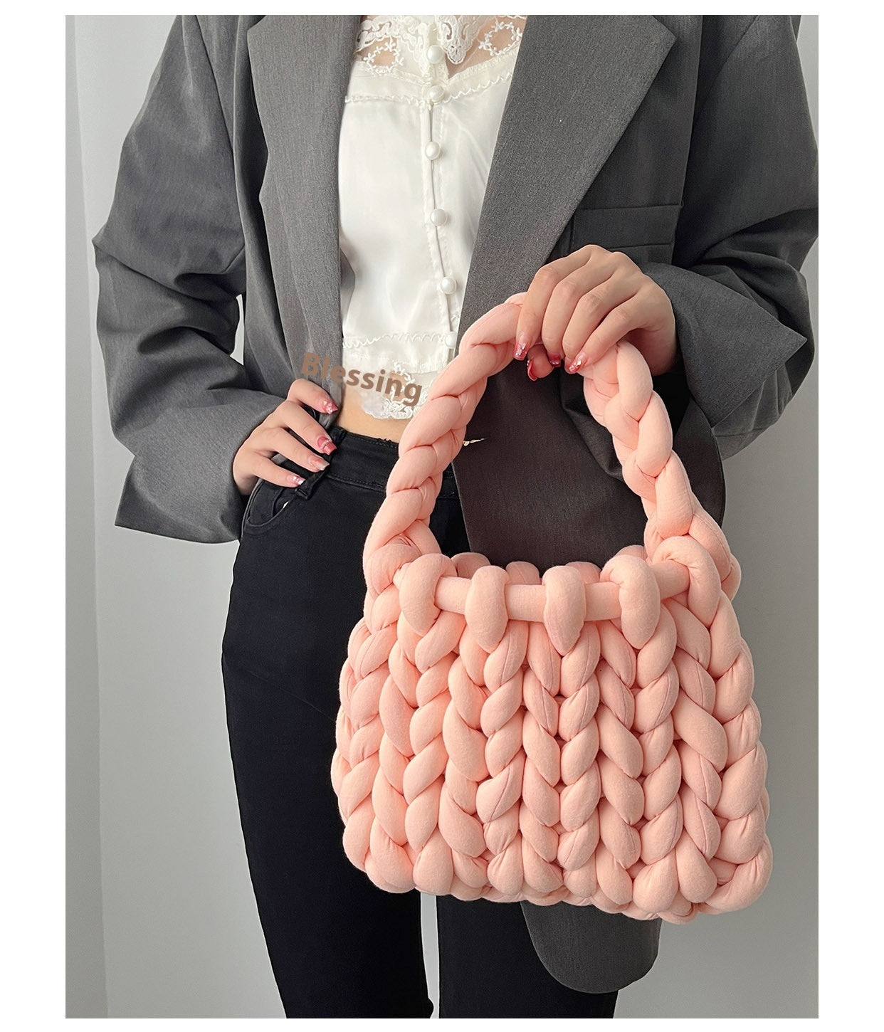 Handmade crochet straw knit woven summer bag for women from the summer collection