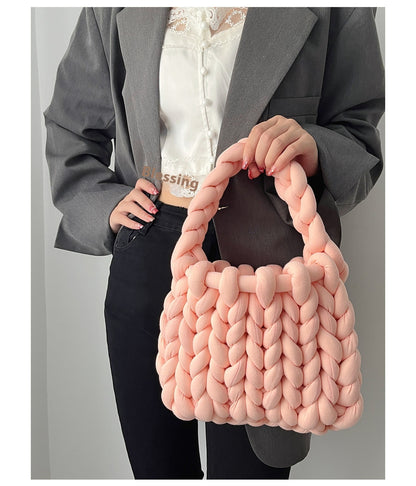 Handmade crochet straw knit woven summer bag for women from the summer collection