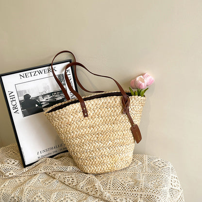 Handmade crochet straw knit woven summer bag for women from the summer collection