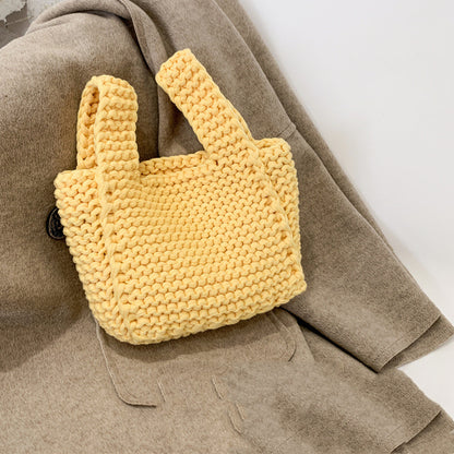 Handmade crochet straw knit woven summer bag for women from the summer collection