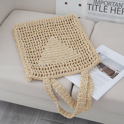 Handmade crochet straw knit woven summer bag for women from the summer collection