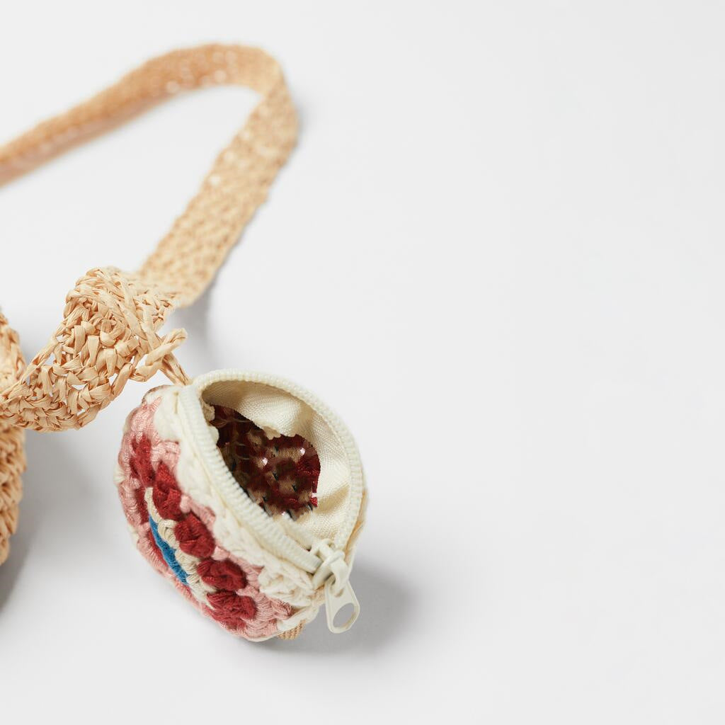 Handmade crochet straw knit woven summer bag for women from the summer collection