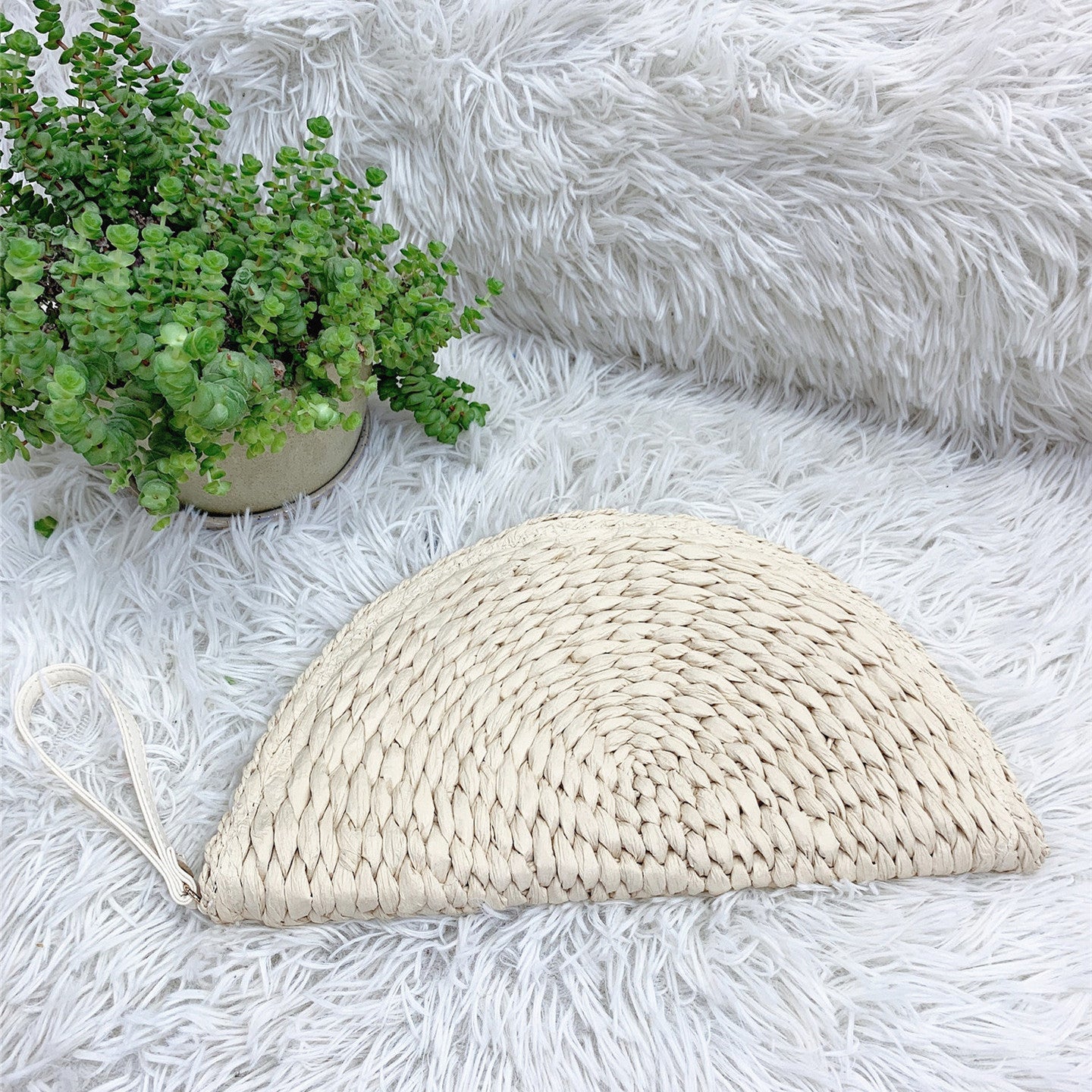 Handmade crochet straw knit woven summer bag for women from the summer collection
