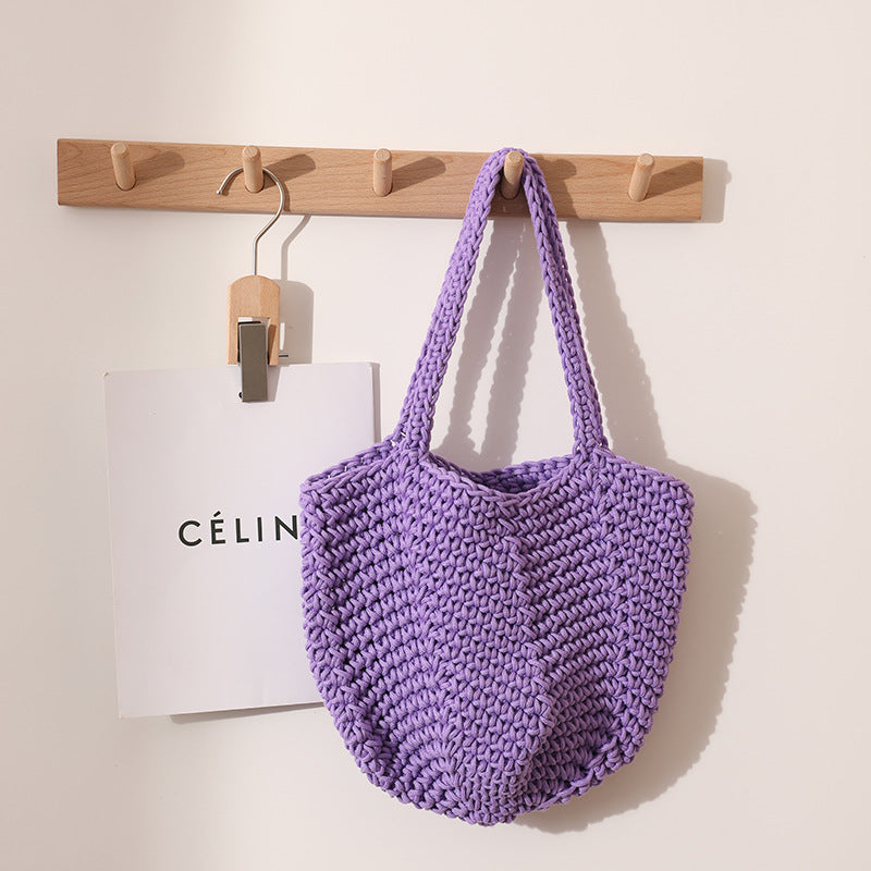 Handmade crochet straw knit woven summer bag for women from the summer collection
