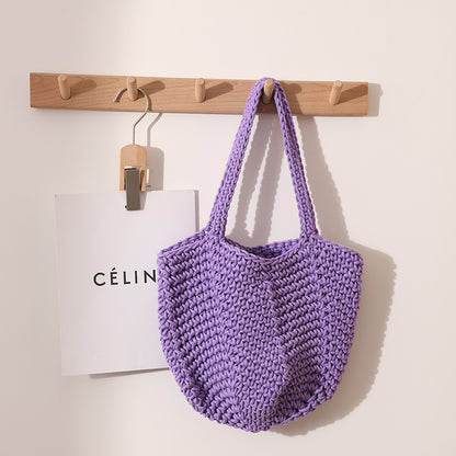 Handmade crochet straw knit woven summer bag for women from the summer collection
