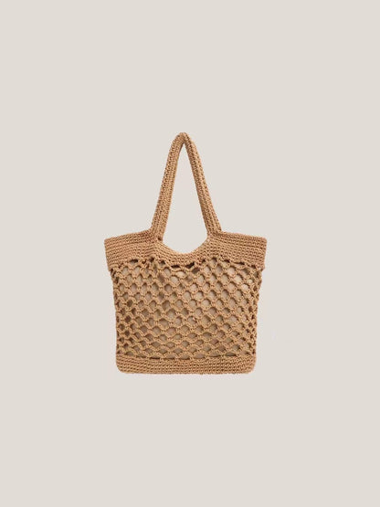 Handmade crochet straw knit woven summer bag for women from the summer collection
