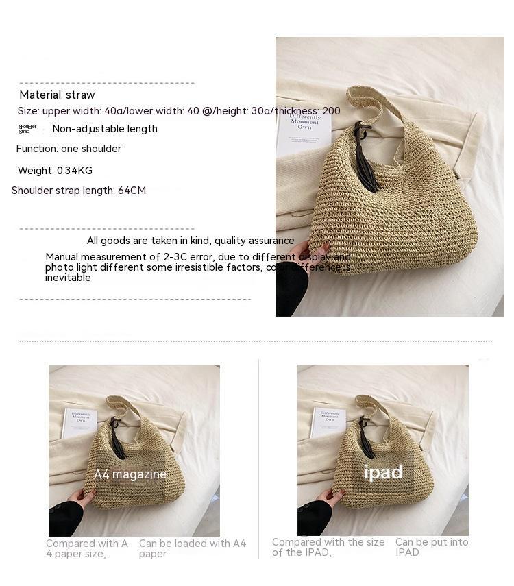Handmade crochet straw knit woven summer bag for women from the summer collection